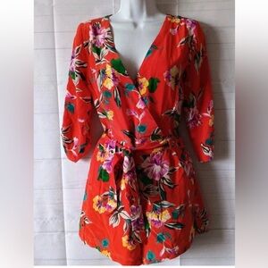 Yumi Kim NEW Red Floral Wrap Liz Romper Size XS